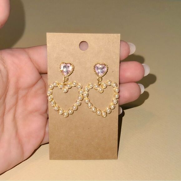 Crystal heart earrings N906 - Picture 2 of 4